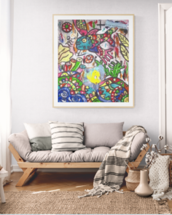 MISTA ( ACRILICO,  SPRAY,CANETA, PAPEL, PASTEL,) - 19x16cm-FIX YOU... CONCERTAR. 2024  - 50 Euros