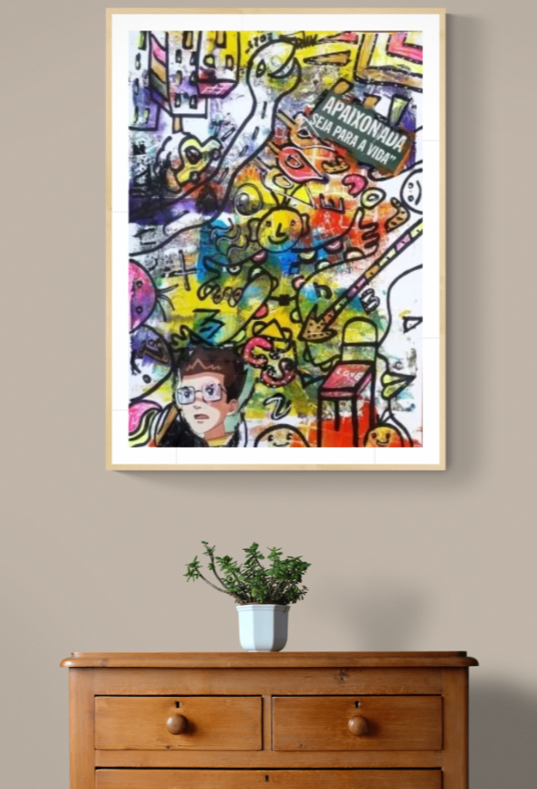 MISTA ( ACRILICO,  SPRAY,CANETA, PAPEL, PASTEL,) - 29,5x21cm- APAIXONADA... 2025  - 50 Euros