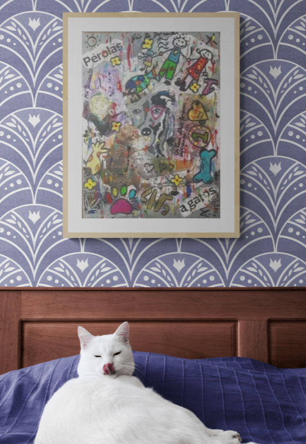 MISTA ( ACRILICO,  SPRAY,CANETA, PAPEL, PASTEL,) - 35x25cm-BEST FRIEND FOEREVER 2024 - 150 Euros