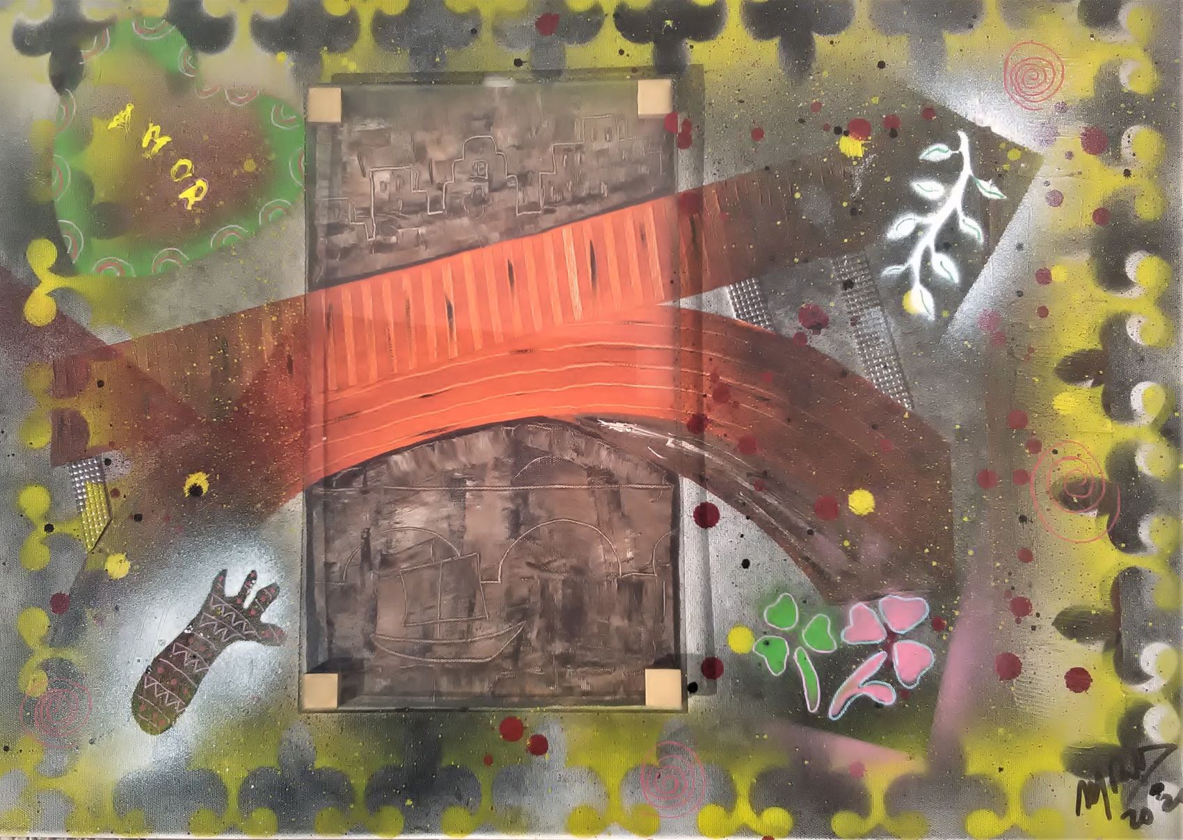 TELA ACRILICA MISTA 60X50- AMAR AS ORIGENS 2020 - 300 Euros